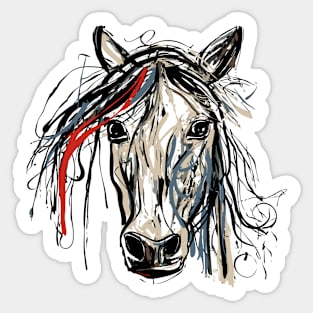 Hand Drawn Horse Portrait Sticker